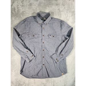 Carhartt Shirt Mens XL Long Sleeve Button Down Relaxed Fit Cotton Chambray